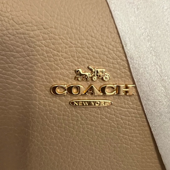 Coach Brown Leather Tote with Gold Accents color / taupe oxblood - Picture 10 of 16